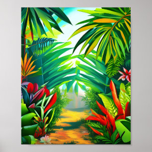 Tropical jungle scene  poster