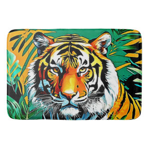 Tropical Jungle Tiger Gaze Design Bath Mat