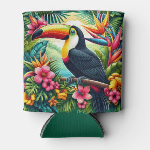 Tropical/Jungle Toucan bird Can Cooler