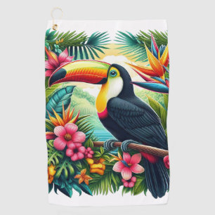 Tropical/Jungle Toucan bird Golf Towel