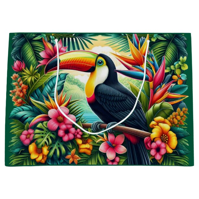 Tropical/Jungle Toucan bird  Large Gift Bag (Front)