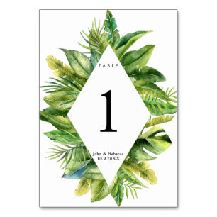 tropical jungle wedding table number card