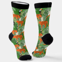 Tropical Jungle Wild Cats Birds Pattern