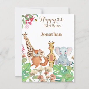 Tropical jungle wild one safari birthday card