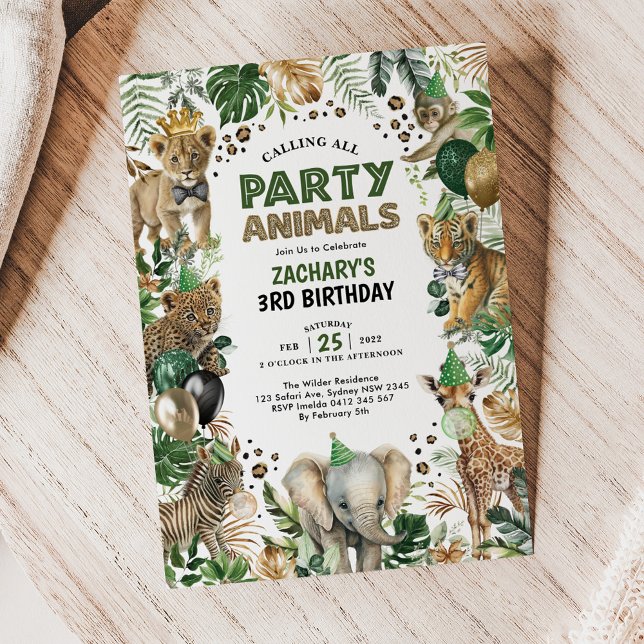 Tropical Jungle Wild Party Animals Birthday Party Invitation (Creator Uploaded)