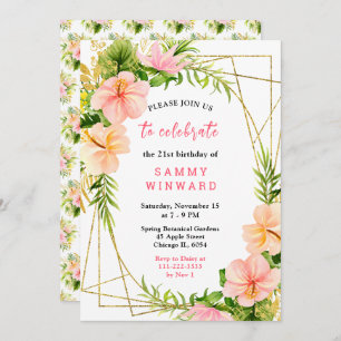 Tropical Jungle with Foliage Birthday Invitation