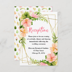 Tropical Jungle with Foliage Wedding Reception Enclosure Card