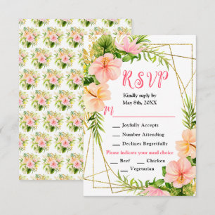 Tropical Jungle with Foliage Wedding RSVP Card