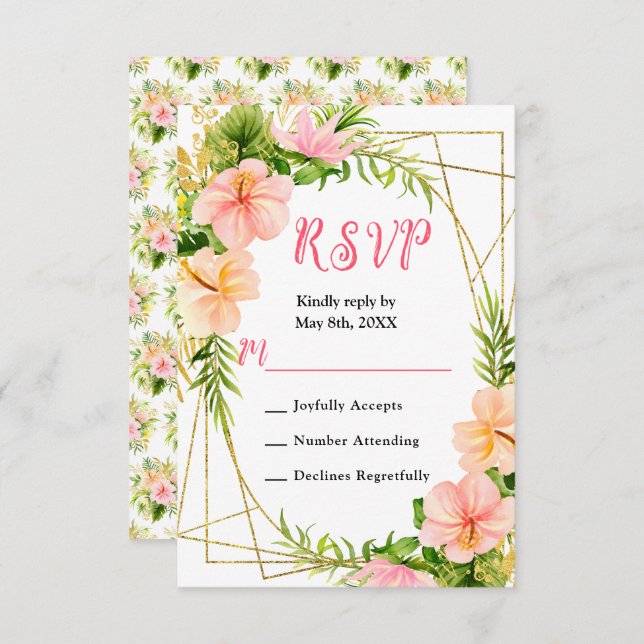 Tropical Jungle with Foliage Wedding RSVP Card (Front/Back)