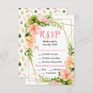 Tropical Jungle with Foliage Wedding RSVP Card