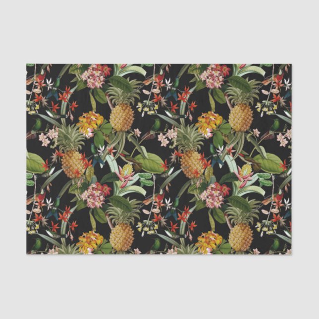 Tropical Jungle With Hummingbirds And Flowers Tiss Tissue Paper (Front)