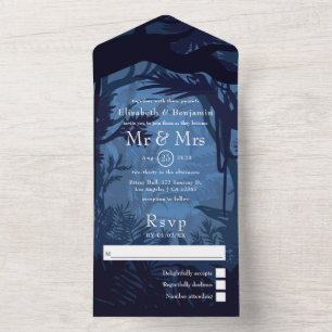 Tropical Jungle Woodland Forest Wedding All In One Invitation