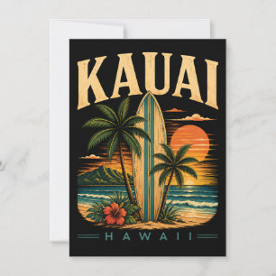 Tropical Kauai Hawaii Surfing Paradise Invitation