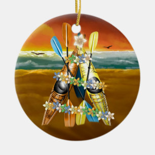 Tropical Kayak Christmas Tree Ceramic Tree Decoration