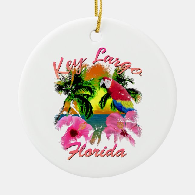 Tropical Key Largo Florida Keys Ceramic Tree Decoration (Front)