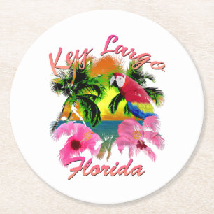 Tropical Key Largo Florida Keys Round Paper Coaster