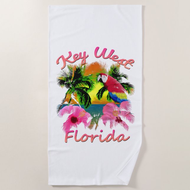 Tropical Key West Florida Keys Beach Towel (Front)