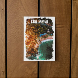 Tropical Koh Samui thailand Watercolor Postcard