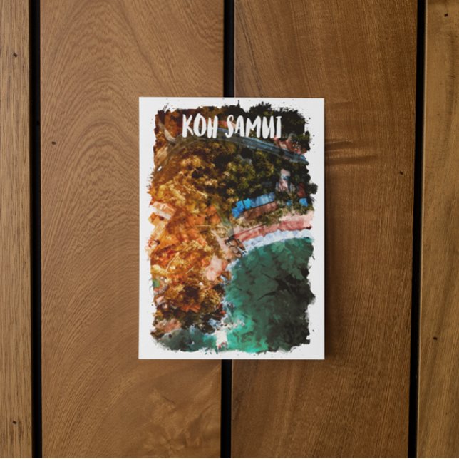 Tropical Koh Samui thailand Watercolor Postcard (koh samui thailand vintage travel postcard)