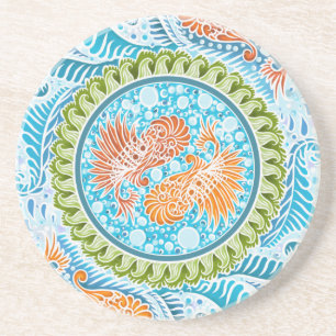 Tropical Koi Mandala Coaster