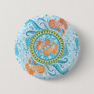 Tropical Koi Mandala Vibrant Ocean Zen Art 6 Cm Round Badge