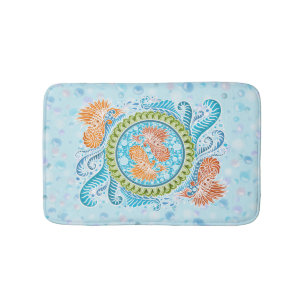 Tropical Koi Mandala Vibrant Ocean Zen Art Bath Mat