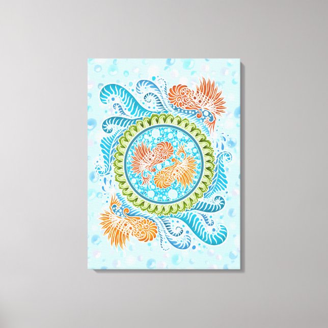 Tropical Koi Mandala | Vibrant Ocean Zen Art Canvas Print (Front)
