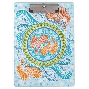 Tropical Koi Mandala Vibrant Ocean Zen Art Clipboard