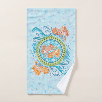 Tropical Koi Mandala | Vibrant Ocean Zen Art Hand Towel