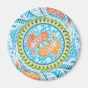 Tropical Koi Mandala Vibrant Ocean Zen Art Magnet