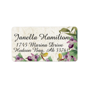 Tropical Lady Slipper Orchid Flower Address Labels