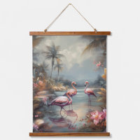 Tropical Lagoon Flamingo Fine Art Wall Hanging