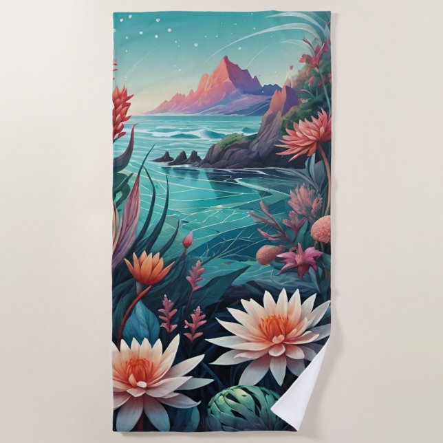 Tropical Landscape Beach Towel (Front)