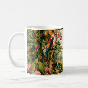 Tropical Landscape Cacao Parrots Flower Watercolor Coffee Mug