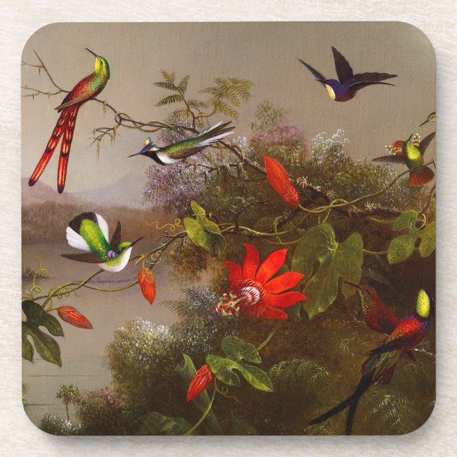 Tropical Landscape with Ten Hummingbirds Heade Coaster (Front)
