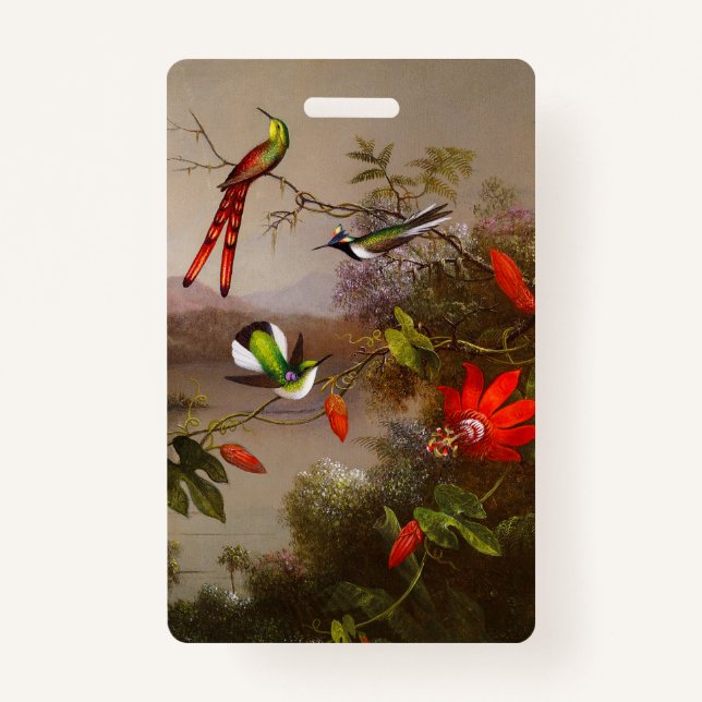 Tropical Landscape with Ten Hummingbirds Heade ID Badge (Front)