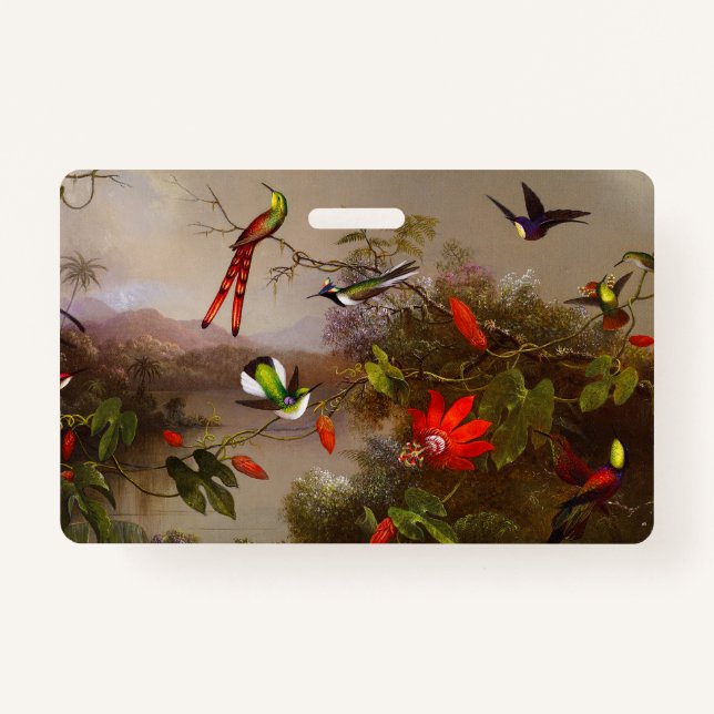 Tropical Landscape with Ten Hummingbirds Heade ID Badge (Front)