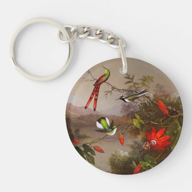 Tropical Landscape with Ten Hummingbirds Heade Key Ring (Front)