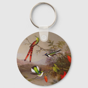 Tropical Landscape with Ten Hummingbirds Heade Key Ring