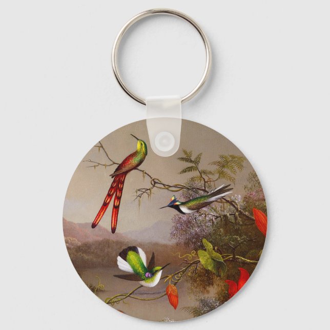 Tropical Landscape with Ten Hummingbirds Heade Key Ring (Front)