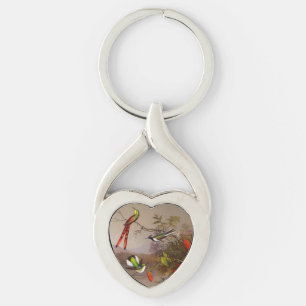 Tropical Landscape with Ten Hummingbirds Heade Key Ring