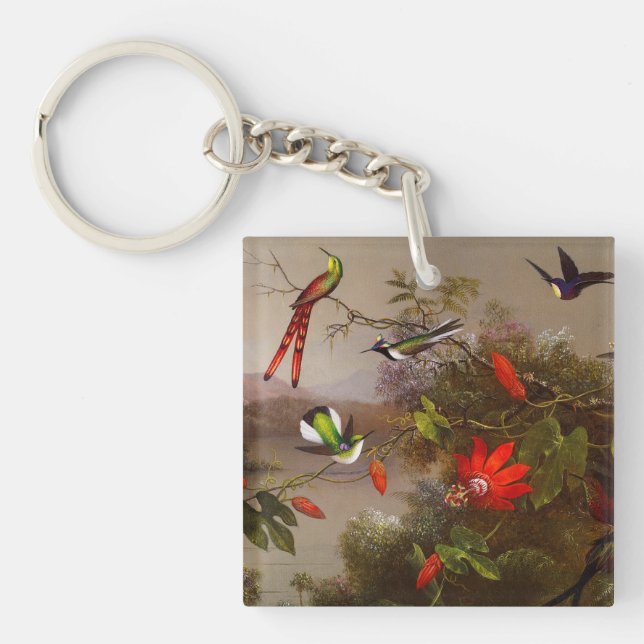 Tropical Landscape with Ten Hummingbirds Heade Key Ring (Front)