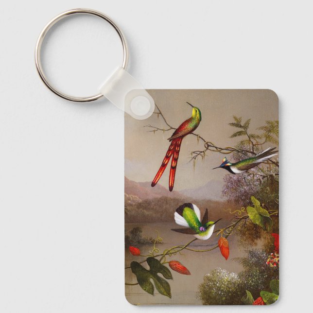 Tropical Landscape with Ten Hummingbirds Heade Key Ring (Front)