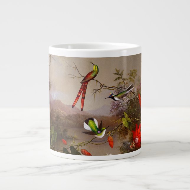 Tropical Landscape with Ten Hummingbirds Heade Large Coffee Mug (Front)