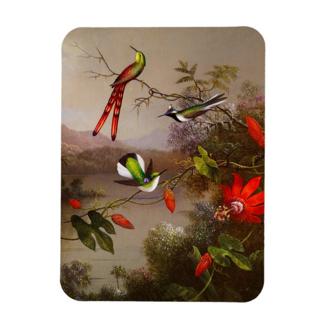 Tropical Landscape with Ten Hummingbirds Heade Magnet (Vertical)