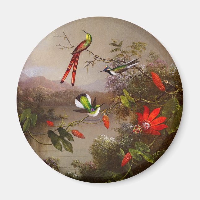 Tropical Landscape with Ten Hummingbirds Heade Magnet (Front)