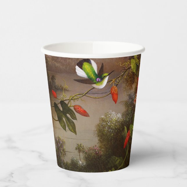 Tropical Landscape with Ten Hummingbirds Heade Paper Cups (Left)