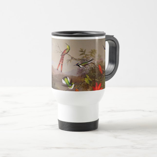 Tropical Landscape with Ten Hummingbirds Heade Travel Mug (Front Right)