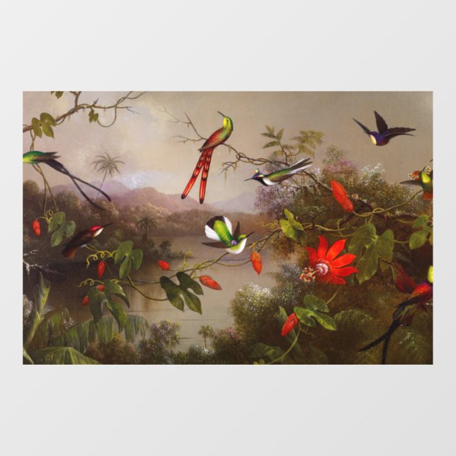 Tropical Landscape with Ten Hummingbirds Heade Window Cling (Sheet)