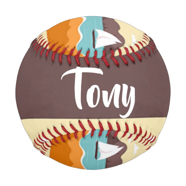 Tropical landscape with yacht pattern baseball (Front)